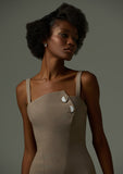 Vestido Chicago Feminino Midi com Fenda Frontal e Alças Finas